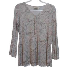 Jason Maxwell Vintage 90s Paisley Women's Top - Cream Boho Fairy Size M